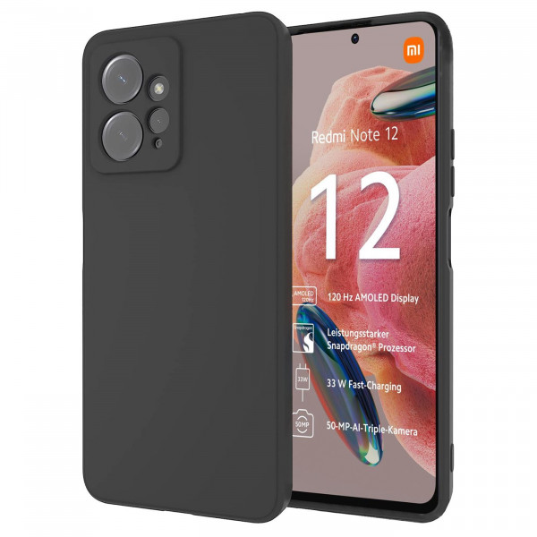 Safers Classic TPU für Xiaomi Redmi Note 12 (4G) Schutzhülle Hülle Schwarz Handy Case