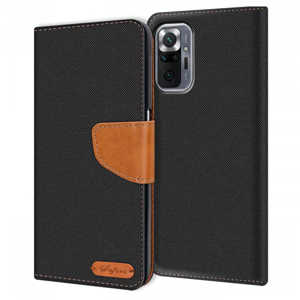 Safers Textil Wallet für Xiaomi Redmi Note 10 Pro Hülle Bookstyle Jeans Look Handy Tasche