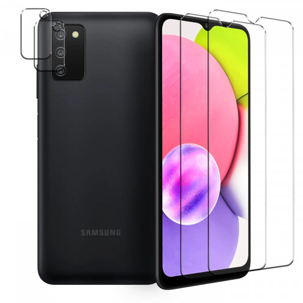 Safers Panzerglas für Samsung Galaxy A03s Schutzfolie 2x Kamera Schutzglas Folie 2x Panzerfolie