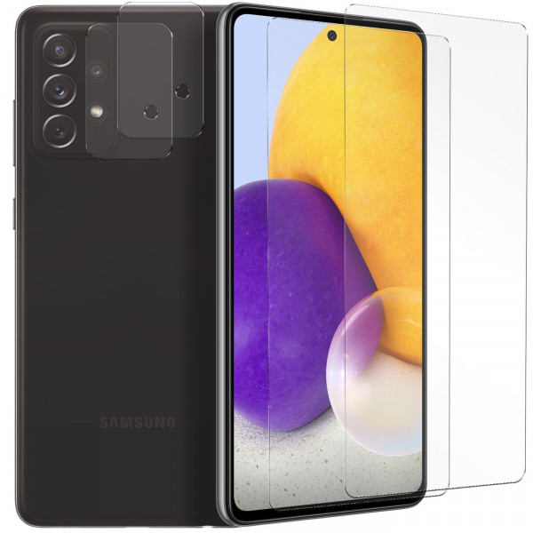 Safers Panzerglas für Samsung Galaxy A72 Schutzfolie 2x Kamera Schutzglas Folie 2x Panzerfolie