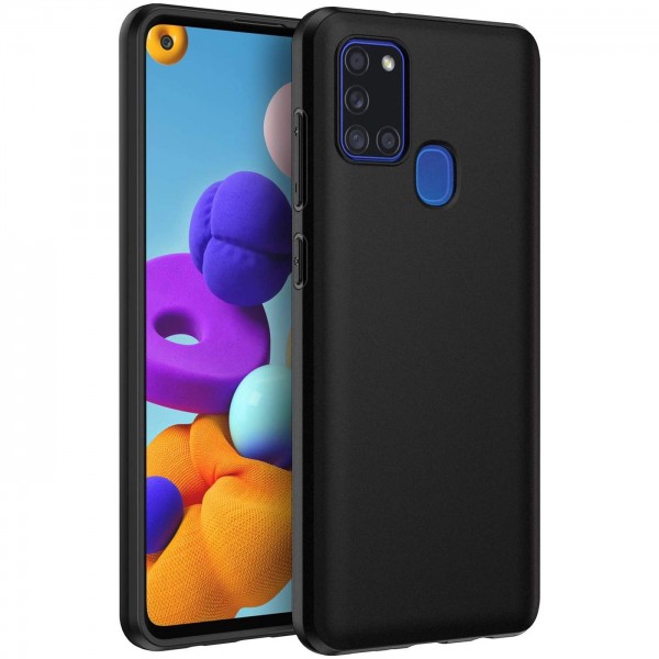 Safers Classic TPU für Samsung Galaxy A21s Schutzhülle Hülle Schwarz Handy Case