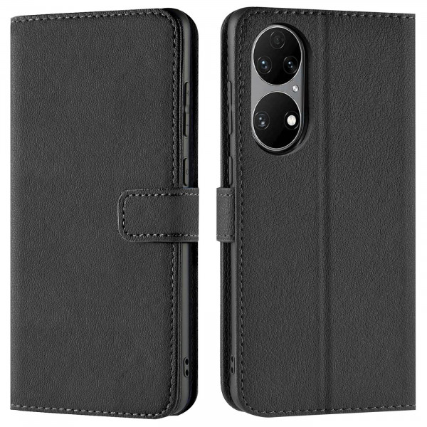 Safers Basic Wallet für Huawei P50 Pro Hülle Bookstyle Klapphülle Handy Schutz Tasche