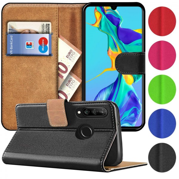 Safers Basic Wallet für Huawei P30 Lite Hülle Bookstyle Klapphülle Handy Schutz Tasche