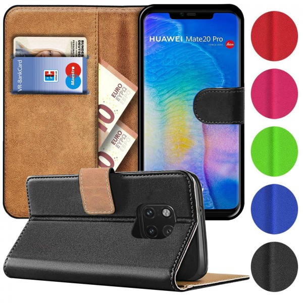 Safers Basic Wallet für Huawei Mate 20 Pro Hülle Bookstyle Klapphülle Handy Schutz Tasche