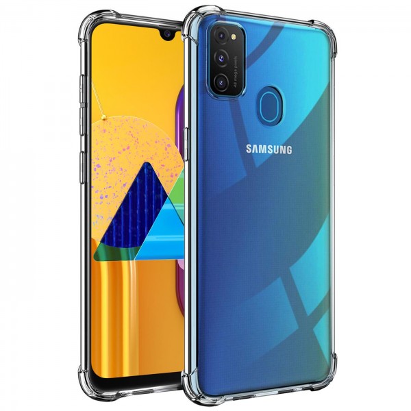 Safers Rugged TPU für Samsung Galaxy M30s Schutzhülle Anti Shock Handy Case Transparent