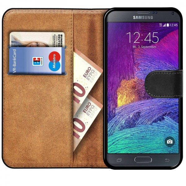 Safers Basic Wallet für Samsung Galaxy Note 4 Hülle Bookstyle Klapphülle Handy Schutz Tasche