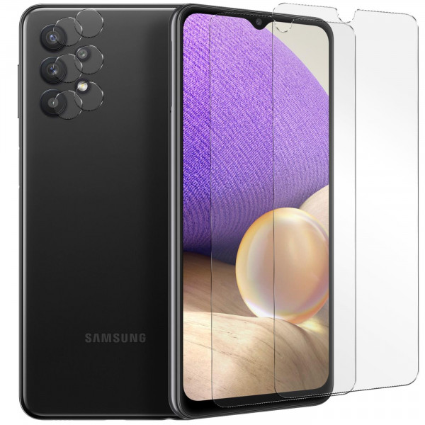 Safers Panzerglas für Samsung Galaxy A32 5G Schutzfolie 2x Kamera Schutzglas Folie 2x Panzerfolie