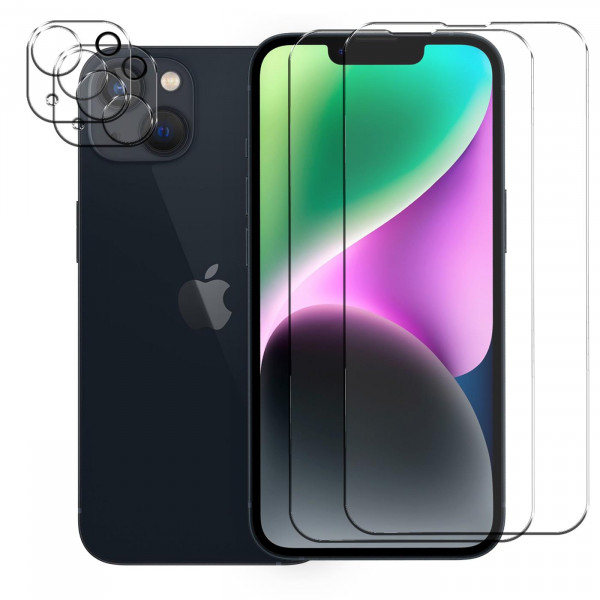 Safers Panzerglas für iPhone 14 Plus Schutzfolie 2x Kamera Schutzglas Folie 2x Panzerfolie