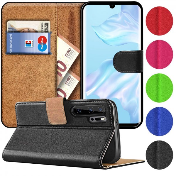 Safers Basic Wallet für Huawei P30 Pro Hülle Bookstyle Klapphülle Handy Schutz Tasche