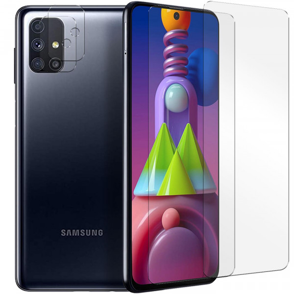 Safers Panzerglas für Samsung Galaxy M51 Schutzfolie 2x Kamera Schutzglas Folie 2x Panzerfolie