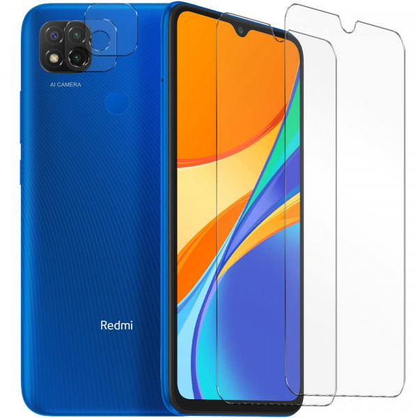 Safers Panzerglas für Xiaomi Redmi 9C Schutzfolie 2x Kamera Schutzglas Folie 2x Panzerfolie