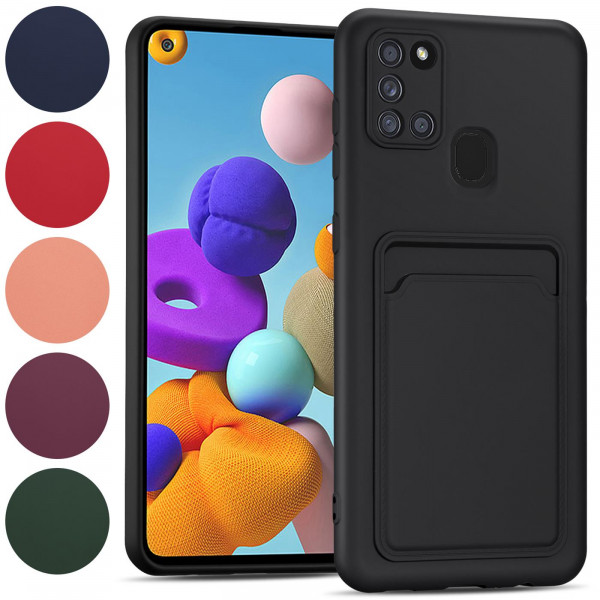 Safers Card Case für Samsung Galaxy A21s Hülle Schutzhülle mit Kartenfach Slim Cover