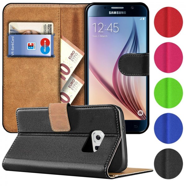 Safers Basic Wallet für Samsung Galaxy S6 Edge Hülle Bookstyle Klapphülle Handy Schutz Tasche
