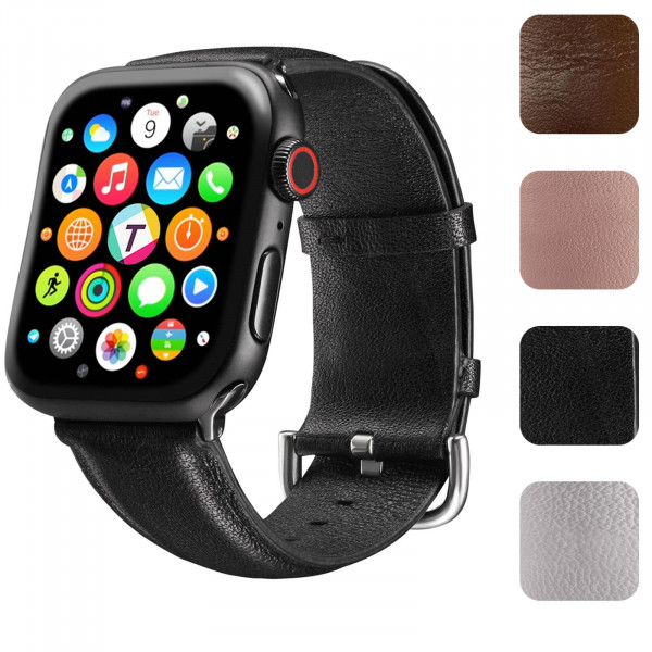 Uhrenarmband Echt Leder für die Apple Watch 1 bis 9 und SE - 38/40/41 mm Gehäuse