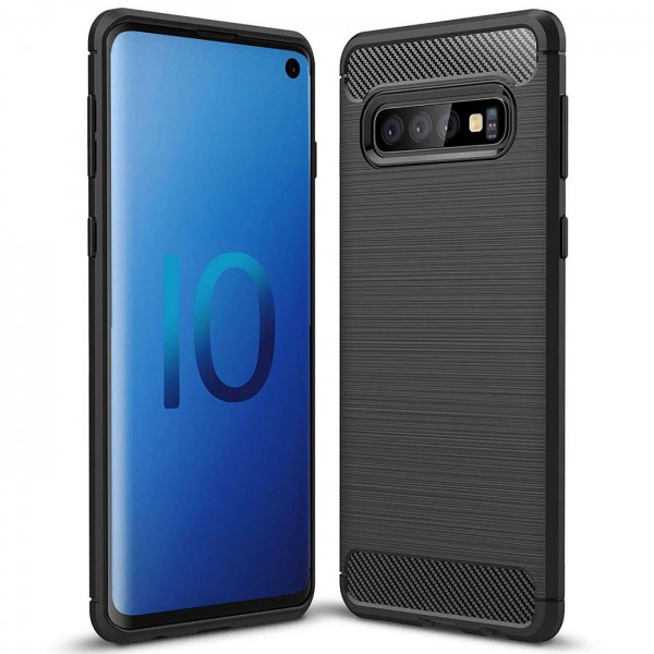 Safers Carbon Hülle für Samsung Galaxy S10 Plus Schutzhülle Handy Case Cover