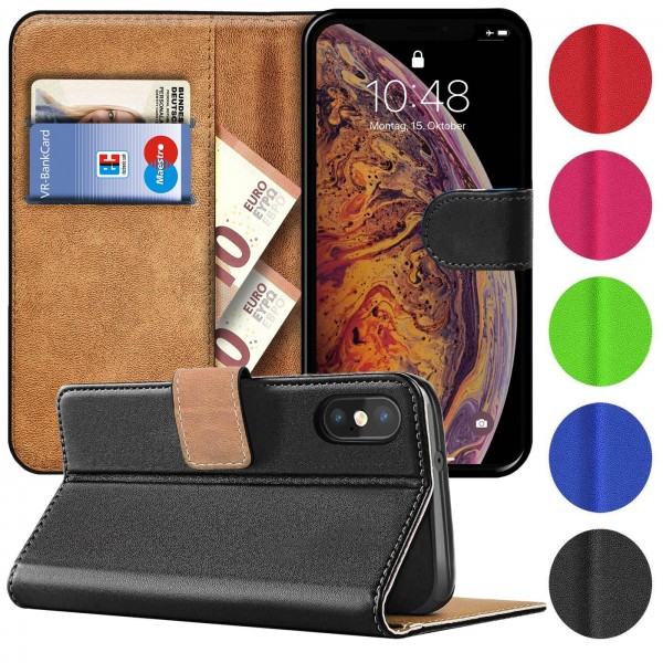 Safers Basic Wallet für iPhone XS Max Hülle Bookstyle Klapphülle Handy Schutz Tasche