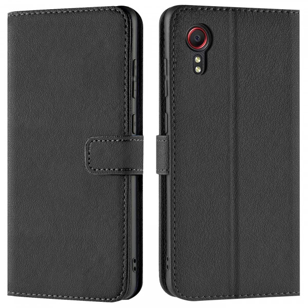 Safers Basic Wallet für Samsung Galaxy XCover 7 Hülle Bookstyle Klapphülle Handy Schutz Tasche, Schw