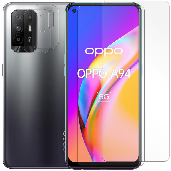 Safers Panzerglas für OPPO A94 5G Schutzfolie 2x Kamera Schutzglas Folie 2x Panzerfolie