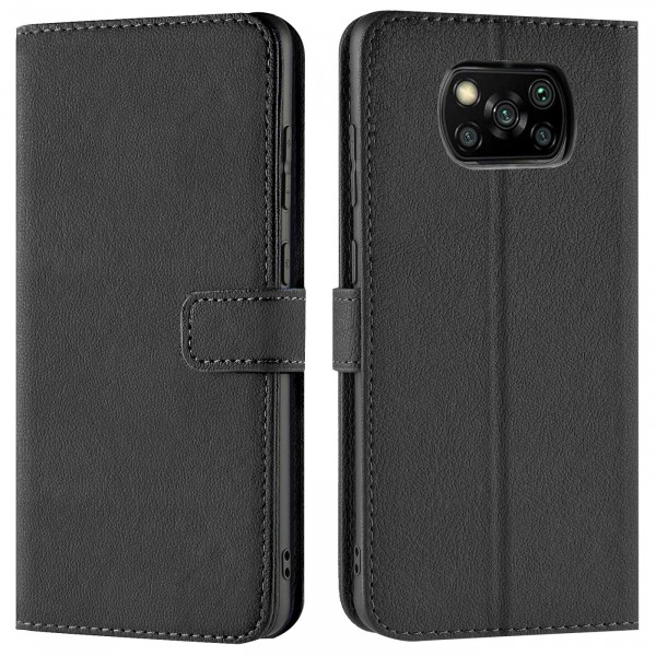 Safers Basic Wallet für Xiaomi Poco X3 Pro Hülle Bookstyle Klapphülle Handy Schutz Tasche