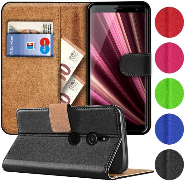 Safers Basic Wallet für Sony Xperia XZ3 Hülle Bookstyle Klapphülle Handy Schutz Tasche