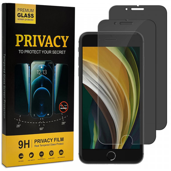 Safers Privacy Schutzfolie für iPhone 7 / 8 Glas Sichtschutz Anti-Spy Glasfolie 2 Stück