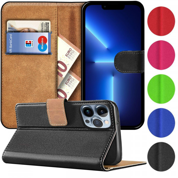 Safers Basic Wallet für iPhone 13 Pro Hülle Bookstyle Klapphülle Handy Schutz Tasche