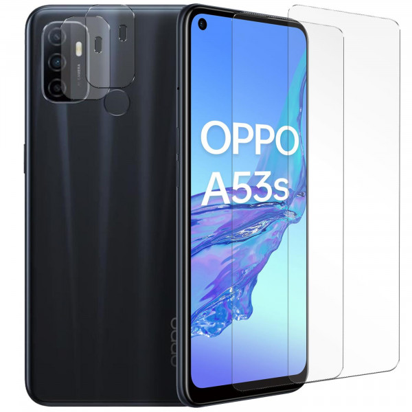 Safers Panzerglas für OPPO A53 / A53s Schutzfolie 2x Kamera Schutzglas Folie 2x Panzerfolie