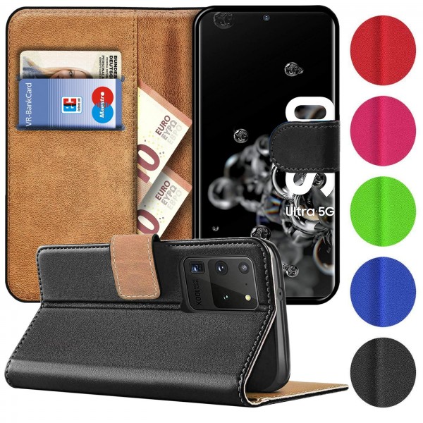 Safers Basic Wallet für Samsung Galaxy S20 Ultra Hülle Bookstyle Klapphülle Handy Schutz Tasche