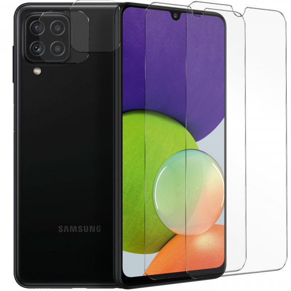 Safers Panzerglas für Samsung Galaxy A22 4G Schutzfolie 2x Kamera Schutzglas Folie 2x Panzerfolie