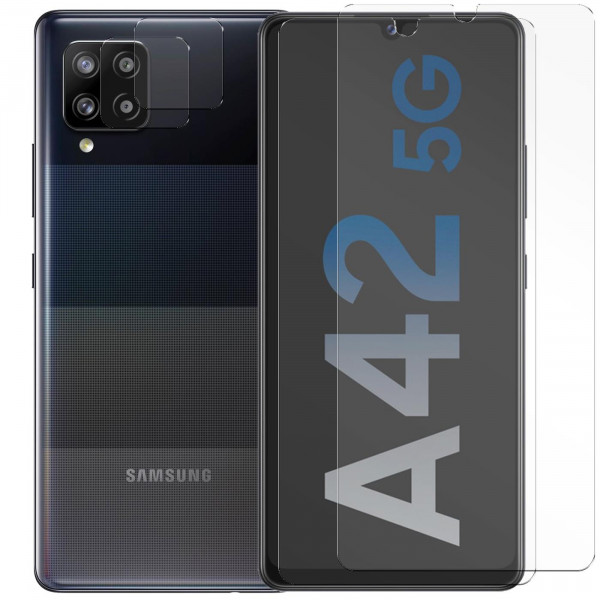 Safers Panzerglas für Samsung Galaxy A42 5G Schutzfolie 2x Kamera Schutzglas Folie 2x Panzerfolie