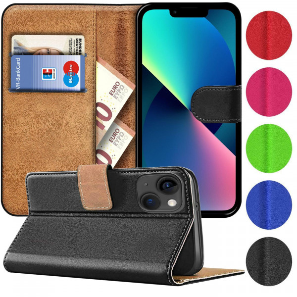 Safers Basic Wallet für iPhone 13 Mini Hülle Bookstyle Klapphülle Handy Schutz Tasche