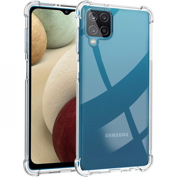 Safers Rugged TPU für Samsung Galaxy A12 Schutzhülle Anti Shock Handy Case Transparent Cover