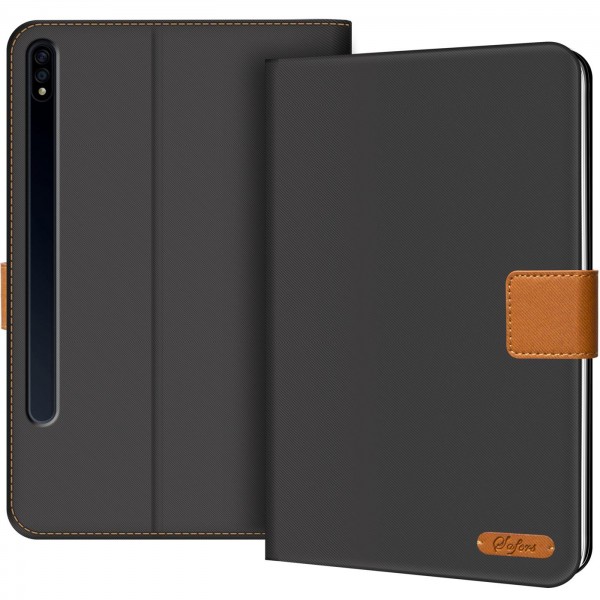 Safers Texture Case für Samsung Galaxy Tab S7+ 12.4 (T970 T975) Hülle Tablet Tasche mit Kartenfach