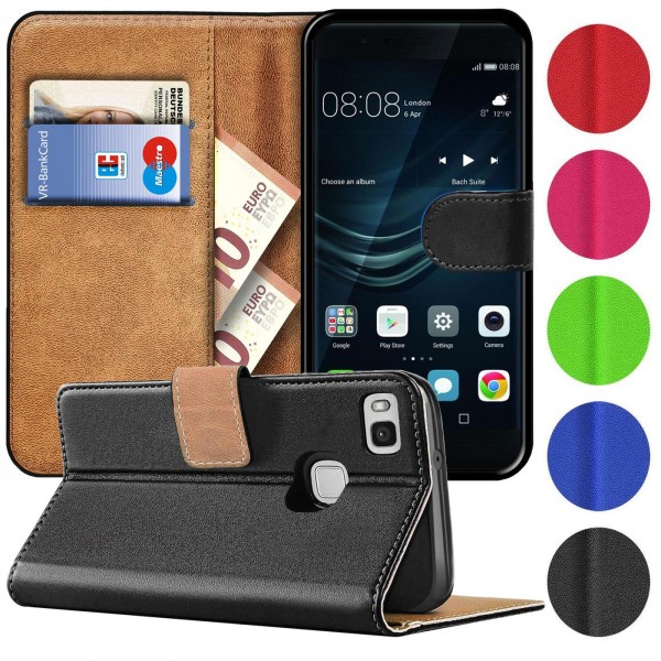 Safers Basic Wallet für Huawei P9 Lite Hülle Bookstyle Klapphülle Handy Schutz Tasche