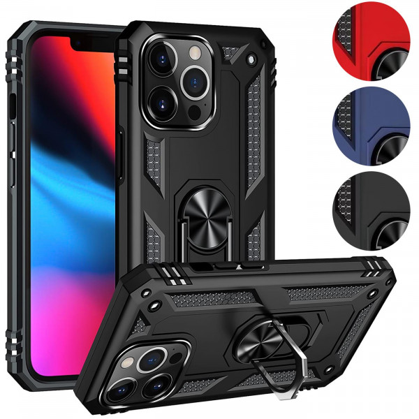 Safers Armor Case für iPhone 13 Pro Max Hülle mit Magnet Ringhalterung robuste Schutzhülle