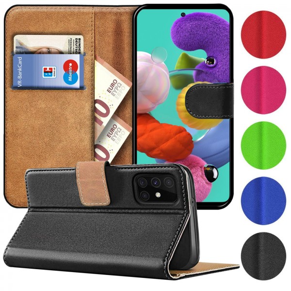 Safers Basic Wallet für Samsung Galaxy A51 Hülle Bookstyle Klapphülle Handy Schutz Tasche