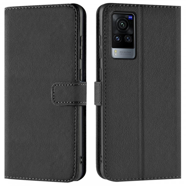 Safers Basic Wallet für Vivo X60 Pro Hülle Bookstyle Klapphülle Handy Schutz Tasche
